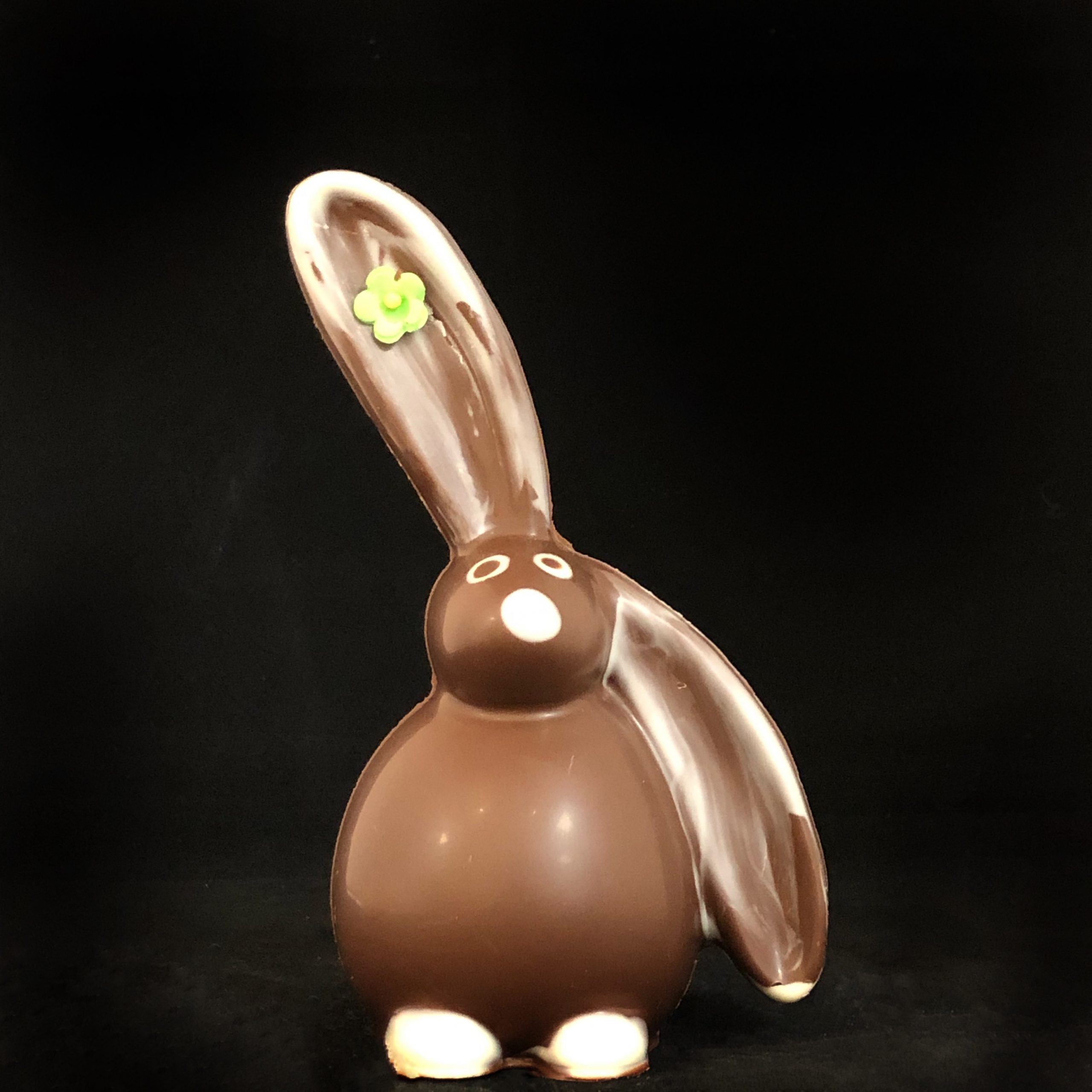 Lapin en chocolat au lait et sa pâquerette vendu uniquement sur Nice et (5 km aux alentours)